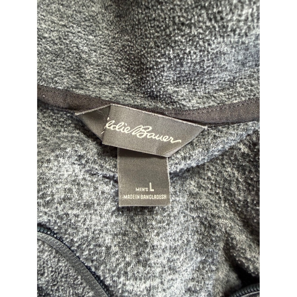 Eddie Bauer Mens Full Zip Fleece Vest Charcoal Gray Heather Large Mock Neck - Picture 3 of 4